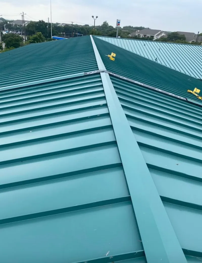 Green commercial metal roof ridge and valley for Metal Roof Repair in Shively